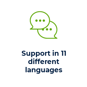 Support in 11 different languages